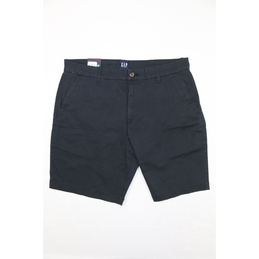 GAP Men's Black Chino Shorts Flat Front Stretch Twill Golf Casual Classic Sz 34